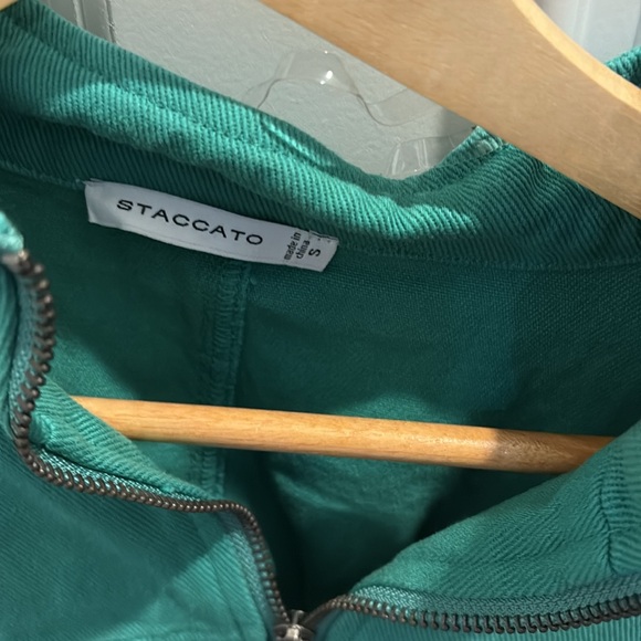 Green bomber style denim jacket - Picture 2 of 5